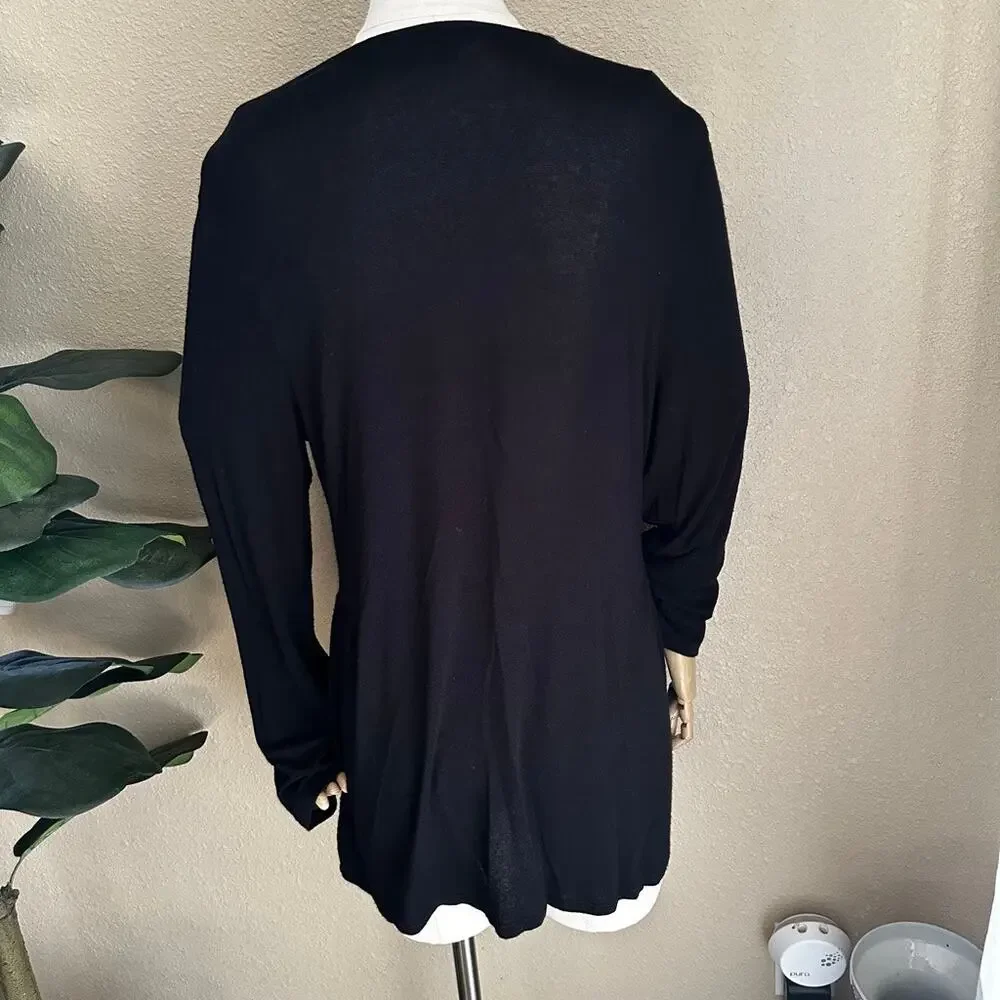 J.JILL Wearever Collection Black Cardigan L Rayon Spandex - Picture 3 of 9
